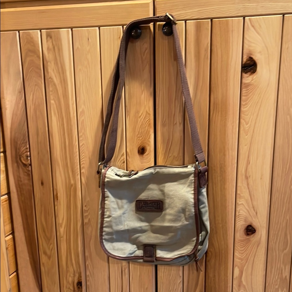 Duluth Trading Co Green and Brown Crossbody Bag with Adjustable Strap